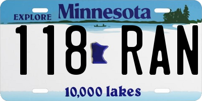 MN license plate 118RAN