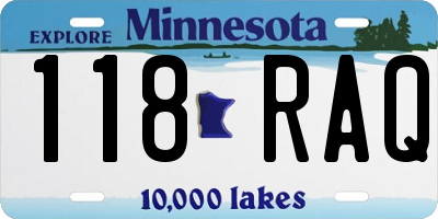 MN license plate 118RAQ