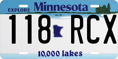 MN license plate 118RCX
