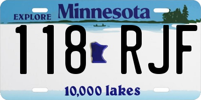 MN license plate 118RJF