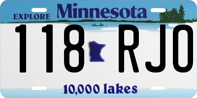 MN license plate 118RJO
