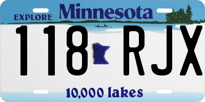 MN license plate 118RJX