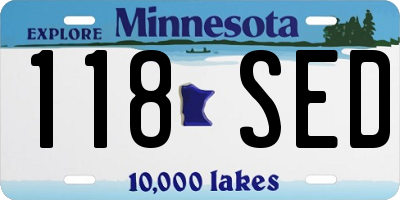 MN license plate 118SED