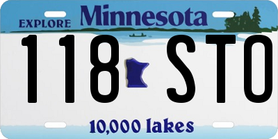 MN license plate 118STO