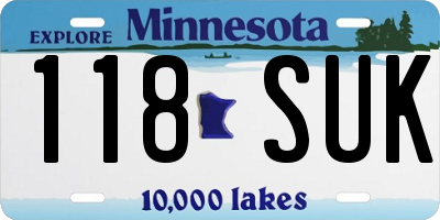 MN license plate 118SUK