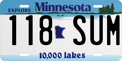 MN license plate 118SUM