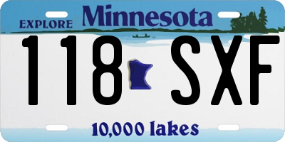 MN license plate 118SXF