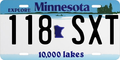 MN license plate 118SXT