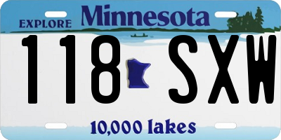 MN license plate 118SXW