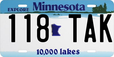 MN license plate 118TAK