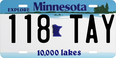 MN license plate 118TAY