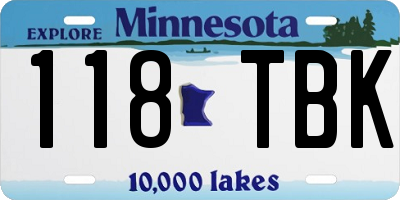 MN license plate 118TBK