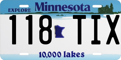 MN license plate 118TIX