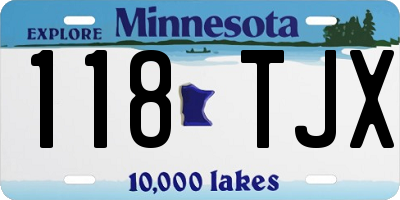 MN license plate 118TJX