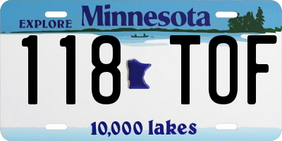 MN license plate 118TOF