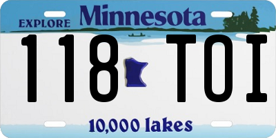 MN license plate 118TOI
