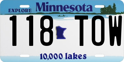 MN license plate 118TOW