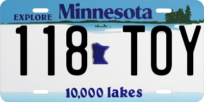 MN license plate 118TOY