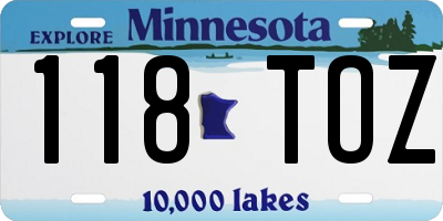 MN license plate 118TOZ