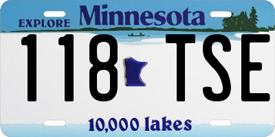 MN license plate 118TSE