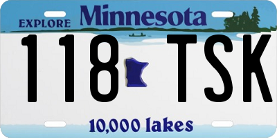 MN license plate 118TSK