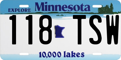 MN license plate 118TSW