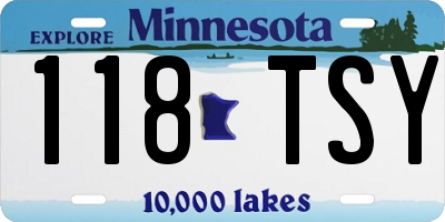 MN license plate 118TSY