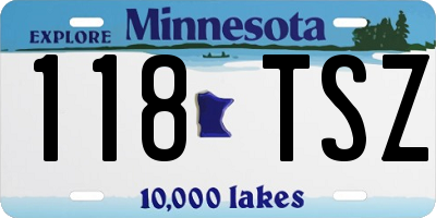 MN license plate 118TSZ
