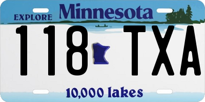 MN license plate 118TXA