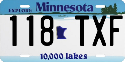 MN license plate 118TXF