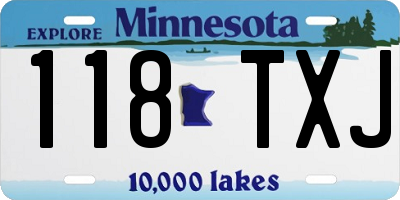 MN license plate 118TXJ