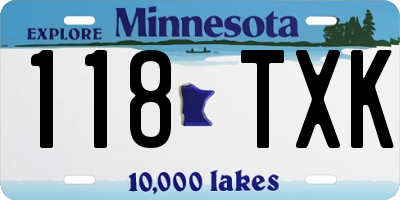 MN license plate 118TXK