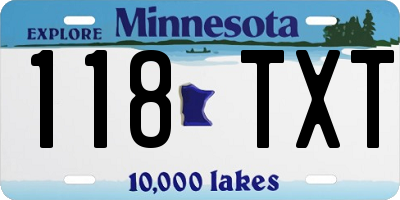 MN license plate 118TXT