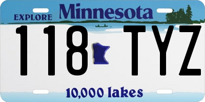 MN license plate 118TYZ