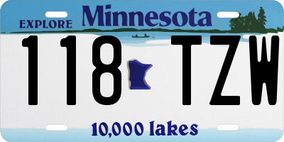 MN license plate 118TZW