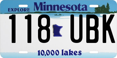 MN license plate 118UBK
