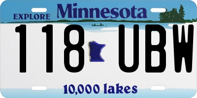 MN license plate 118UBW