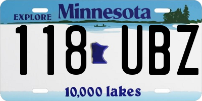 MN license plate 118UBZ