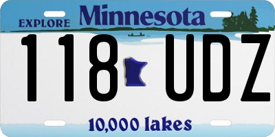 MN license plate 118UDZ