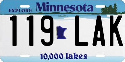 MN license plate 119LAK