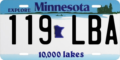MN license plate 119LBA