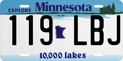 MN license plate 119LBJ