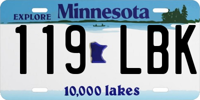 MN license plate 119LBK