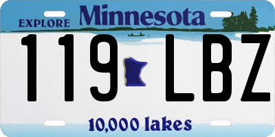 MN license plate 119LBZ