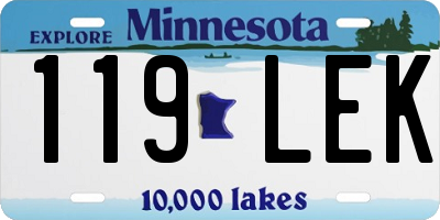 MN license plate 119LEK