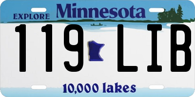 MN license plate 119LIB