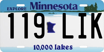 MN license plate 119LIK