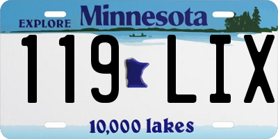 MN license plate 119LIX