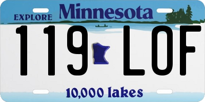 MN license plate 119LOF
