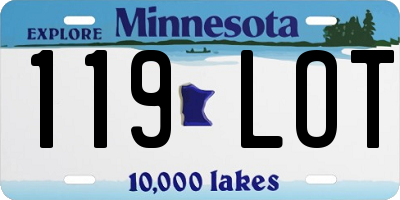 MN license plate 119LOT